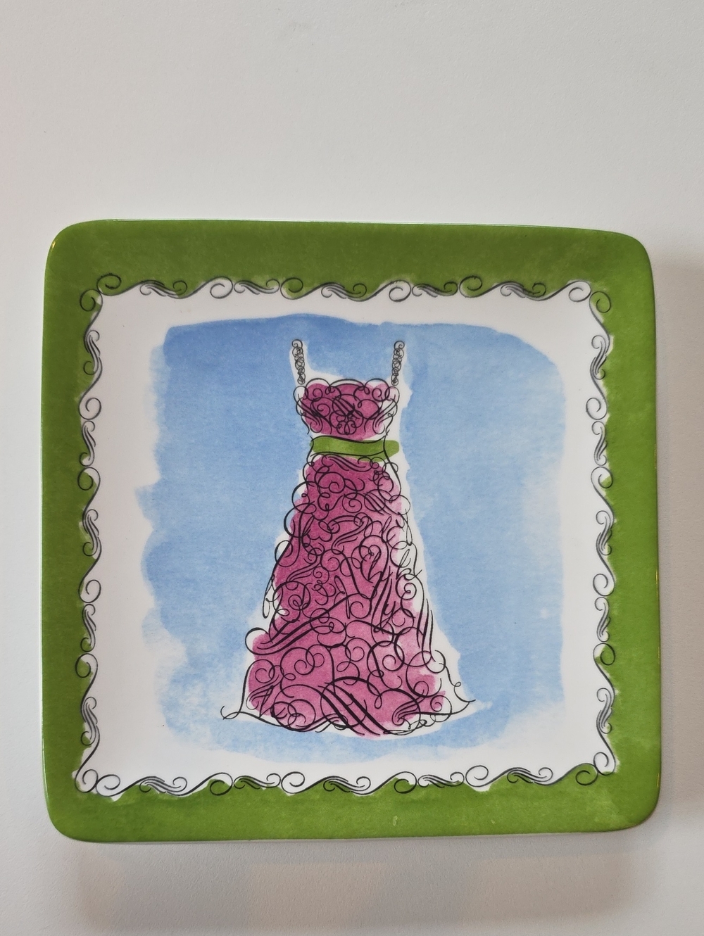 Pier 1 Imports Plate Ceramic Fashion Themed Square Plate - Dress